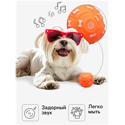 Игрушка для собак «Бум косточек», 7.5 см, пищащая, винил, оранжевая