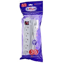 Удлин. Фотон 5м 5роз.без заз.с ВЫКЛ