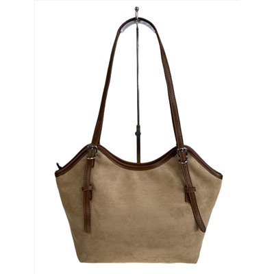 Женская сумка из искусственной замши, цвет бежево-коричневый