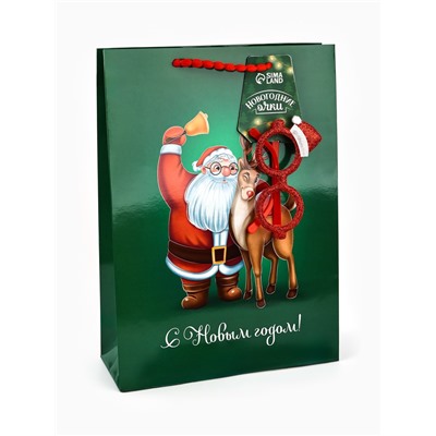 Пакет подарочный «Новогодний», с очками, 31×11×40 см