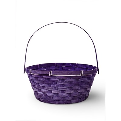 Корзина плетёная для хранения, 26×26×12 см, ручка h=21 см, бамбуковая, сиреневая