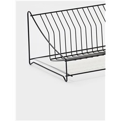 Сушилка для тарелок с поддоном, 38×17.5×23.5 см, чёрная