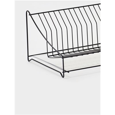 Сушилка для тарелок с поддоном, 38×17.5×23.5 см, чёрная
