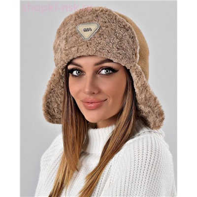 Бархат корот.уши барашек треугольник термо Ушанка флис (56-58)