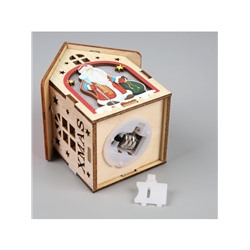 Ёлочная игрушка «Домик с Дедом Морозом», 8×7×6 см, 1 LED, от батареек, свечение тёплое белое