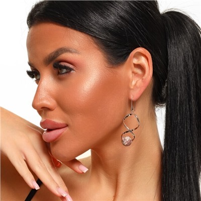 Серьги длинные с натуральным камнем коричневая яшма, арт.218.253