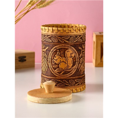 Туес с кантами «Лесная красавица», банка для хранения, береста