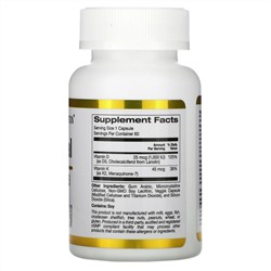 California Gold Nutrition, липосомальные витамины K2 и D3, 60 вегетарианских капсул