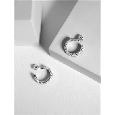 Серьги-пусеты из серебра с фианитами родированные 925 пробы С-7265р200