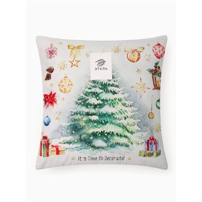 Подушка декоративная новогодняя «Этель. Time to decorate», 40×40 см, велюр