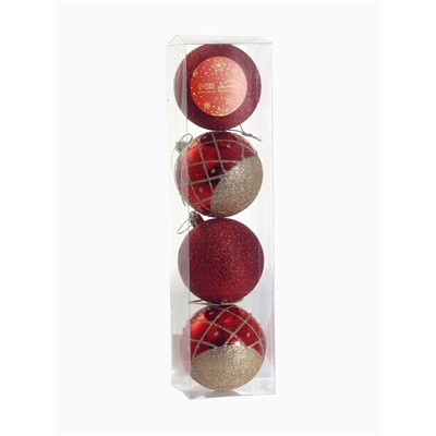 Ёлочные игрушки «Ниола», шары новогодние, d=7 см, набор 4 шт., красный