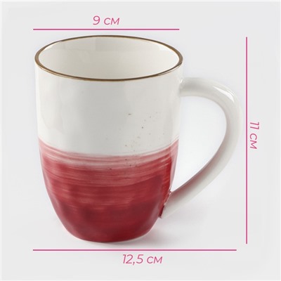 Кружка Доляна «Космос», 400 мл, фарфор, белая, красная