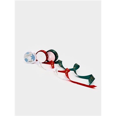 Набор атласных лент, 3 шт., «С Новым годом», 2 см × 5 м, тиснение