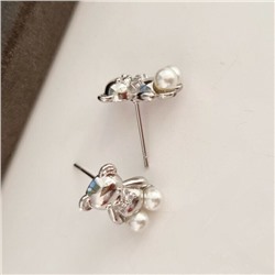 Серьги коллекция "Дубай" мишка покрытие посеребрение, с иск. жемчугом, 87109, арт.947.272