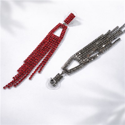 Комплект вечерней бижутерии со стразами чокер и серьги, цвет: красный, арт.012.100