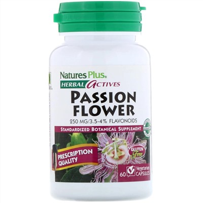Nature's Plus, Растительная активность, пассифлора, 250 мг, 60 вегетарианских капсул
