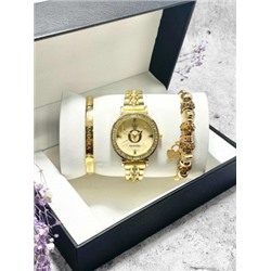 Подарочный набор для женщин часы, 2 браслета + коробка #22864459