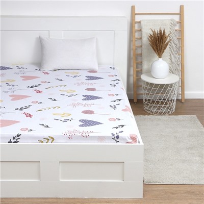 Простыня на резинке 1.5-спальная «Этель» Flower garden, 140×200+25, бязь
