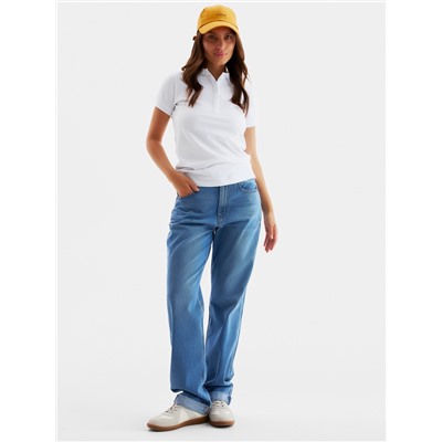 Футболка поло женская MINAKU: Basic line, белая, размер 42