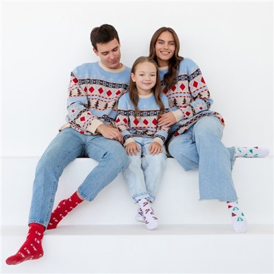 Свитер вязаный новогодний детский KAFTAN Scandinavia, размер 32 (110-116 см), голубой