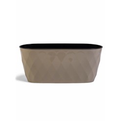 Кашпо для цветов с дренажной вставкой Laurel, 5 л, 35.4×15.2×15 см, пластиковое, бежевое