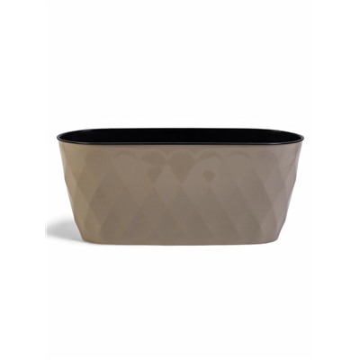 Кашпо для цветов с дренажной вставкой Laurel, 5 л, 35.4×15.2×15 см, пластиковое, бежевое