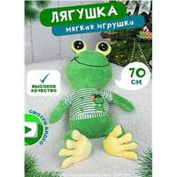 Мягкая игрушка Сидячая лягушка в свитере с большими глазами, 70 см