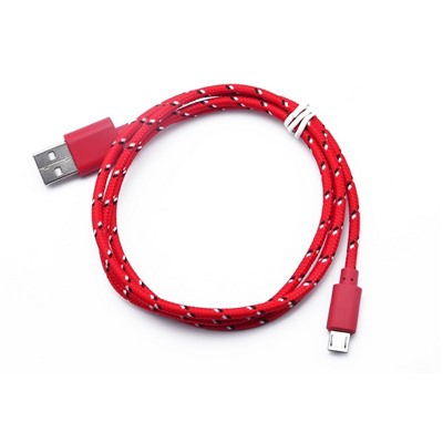 Кабель USB-microUSB плетеный, с пластиковым штекером в тканой нейлоновой оплетке 1 метр