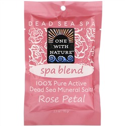 One with Nature, Dead Sea Spa, минеральные соли, смесь для спа, с запахом лепестков розы, 70 г