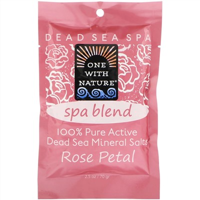 One with Nature, Dead Sea Spa, минеральные соли, смесь для спа, с запахом лепестков розы, 70 г