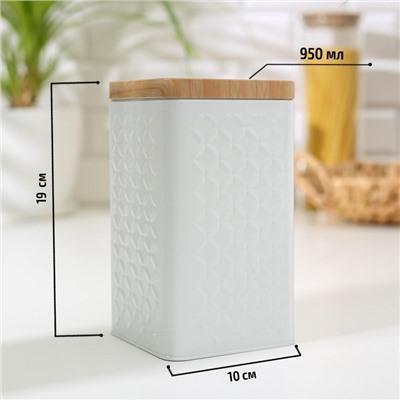 Банка для сыпучих продуктов «Ромб», 10×18 см, жесть, белая