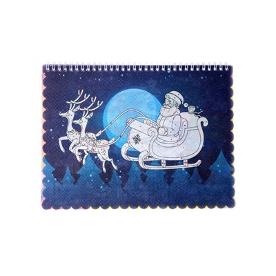 УЦЕНКА Книжка-раскраска многоразовая «Новый год» фломастеры 12 цв, 3D очки, бутылочка