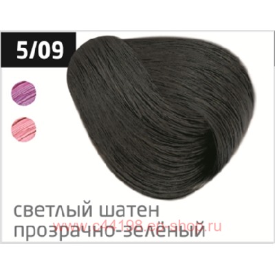 OLLIN PERFORMANCE  5/09 светлый шатен прозрачно-зеленый 60мл Перманентная крем-краска для волос