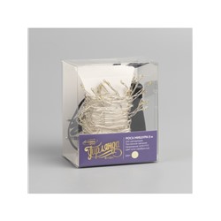 Гирлянда «Мишура» 5 м роса, IP20, серебристая нить, 100 LED, свечение тёплое белое, 12 В