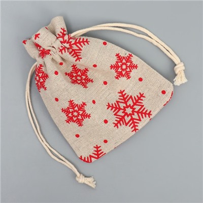 Мешочек подарочный холща «Новогодние ожидания», снежинки, холща, 10×12 см ± 1.5 см