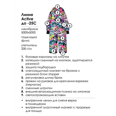 Комбинезон текстильный с полиуретановым покрытием для девочек разноцветный