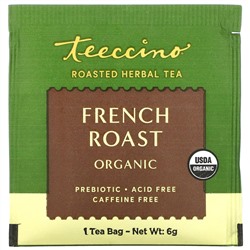 Teeccino, органический чай из обжаренных трав, французская обжарка, без кофеина, 25 чайных пакетиков, 150 г (5,3 унции)