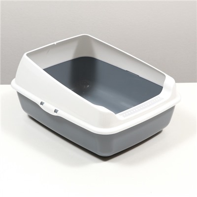 Лоток для кошек, 50.5×39×23 с, без сетки, пластик, серый