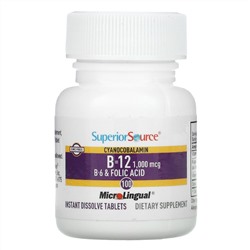 Superior Source, Cyanocobalamin B-12, 1,000 mcg, 100 Instant Dissolve Tablets