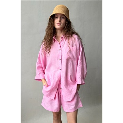 Костюм лён  SET019/27/Нежно-розовый