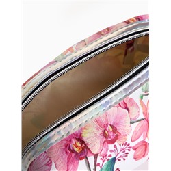 Косметичка женская на молнии объёмная, маленькая, с принтом, белая/розовая
