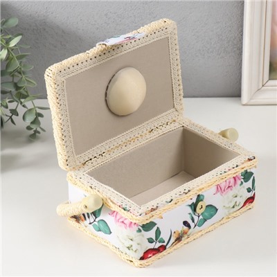 Шкатулка для рукоделия и шитья «Садовые цветы», хранение ниток, иголок, мелочи, 18×12×9.5 см