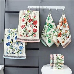 Махровое полотенце "Маки"- КРАСНЫЙ 35*75 см. с карабином хлопок 100%