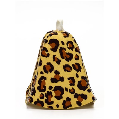 Шапка для бани и сауны, с принтом «Леопардовая», полиэфир 70%, шерсть 30%, «Добропаровъ»