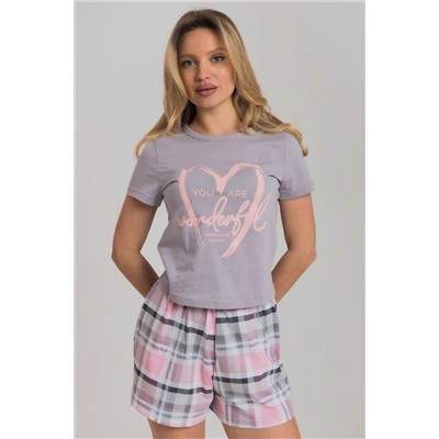 Пижама футболка и шорты М325292Пср