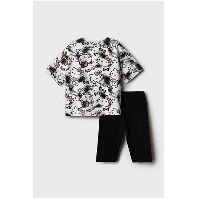 Комплект трикотажный для девочек: брюки (легинсы укороченные), фуфайка (футболка) PLAYTODAY, 1240139