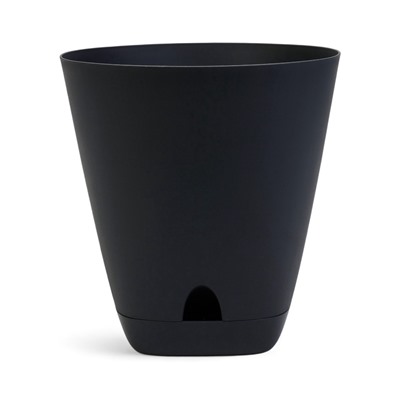 Горшок для цветов «Гранд», 8 л, d=24 см, h=25 см, пластиковый, с прикорневым поливом, графитовый
