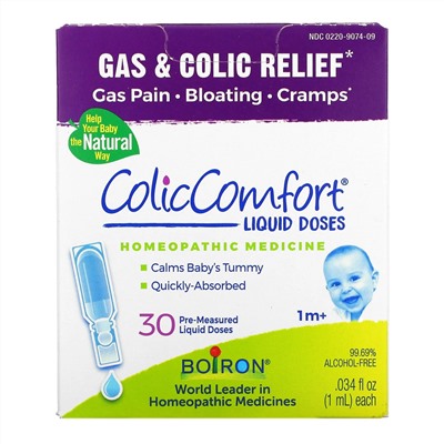 Boiron, ColicComfort, средство от газов и колик, от 1 месяца, 30 доз, по 1 мл (0,34 жидк. унции)