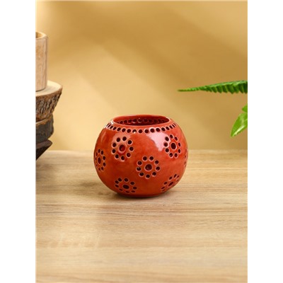 Подсвечник «Шар», 9×9×7 см, керамика, красный