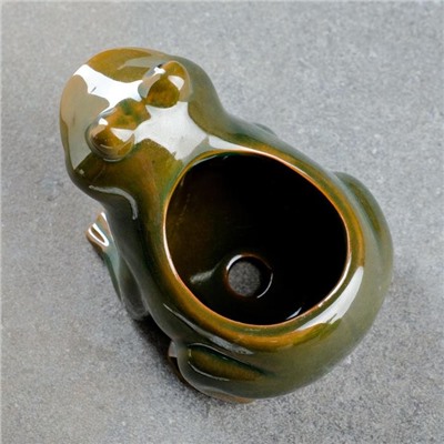 Декоративный горшок «Лягушка», керамический, 250 мл, 12×10×9 см, зелёный